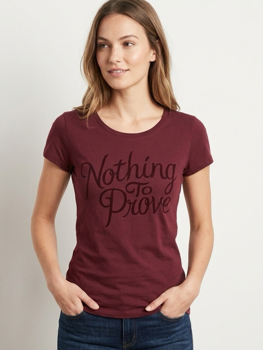Wound Up Tee Shirt Women’s Size Small (3-5) Burgundy Short Sleeve Crewneck
